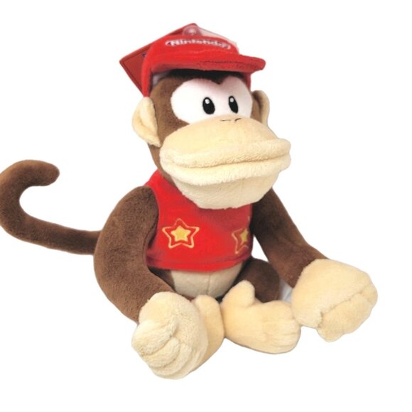 New Diddy Kong SUPER MARIO BROS. 7 inch Sit Plush Official San-Ei 1587 Plushie - Picture 1 of 15